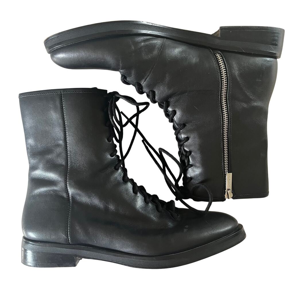 Black Leather Lace-Up Boots